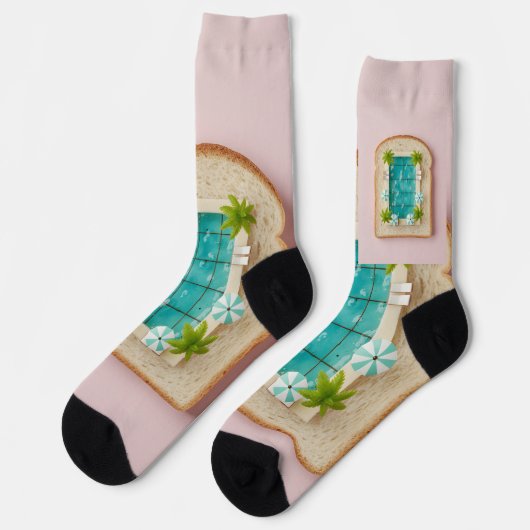 Pastel Vaporwave Pool Toast ソックス (左)