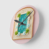 Pastel Vaporwave Pool Toast ラウンド壁時計 (傾斜)