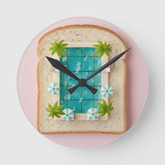 Pastel Vaporwave Pool Toast ラウンド壁時計 (正面)