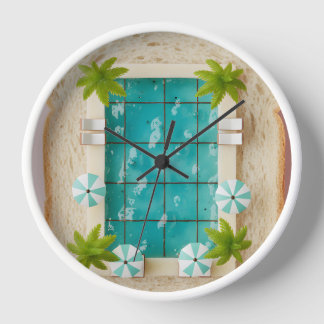 Pastel Vaporwave Pool Toast 壁時計