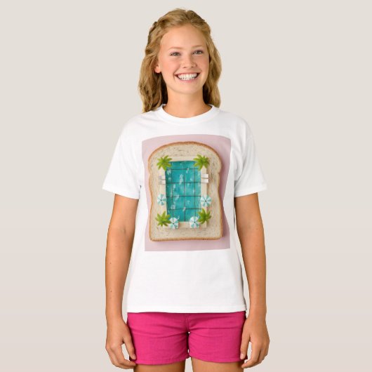 Pastel Vaporwave Pool Toast Tシャツ (正面フル)