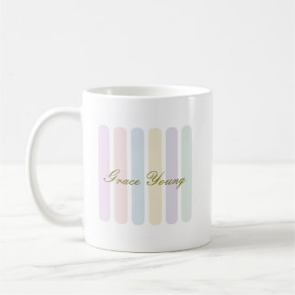 Pastel Vertical Stripes Script Name コーヒーマグカップ