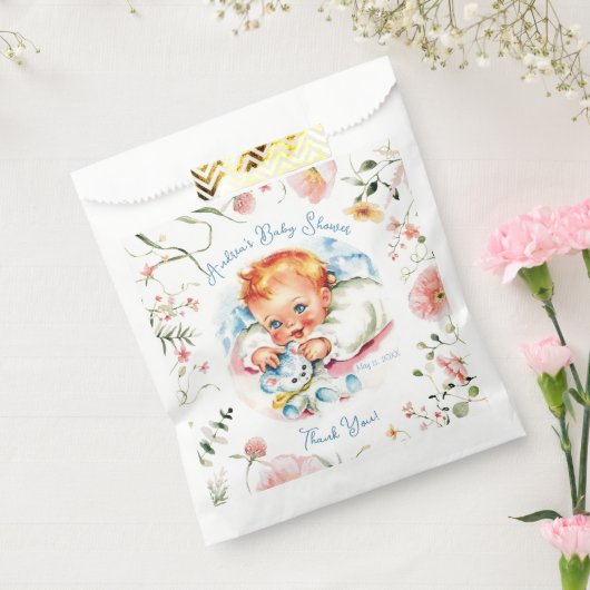 Pastel Vintage Baby Girl Baby Shower フェイバーバッグ (封をした状態)