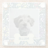 Pastel Vintage Floral Custom Dog Photo ガラスコースター (裏面)