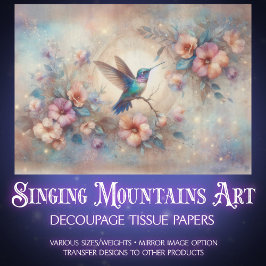 Pastel Vintage Flowers & Hummingbird Decoupage 薄葉紙