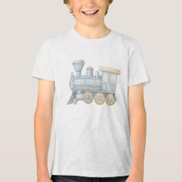 Pastel Vintage Steam Train Locomotive Illustration トライブレンドＴシャツ