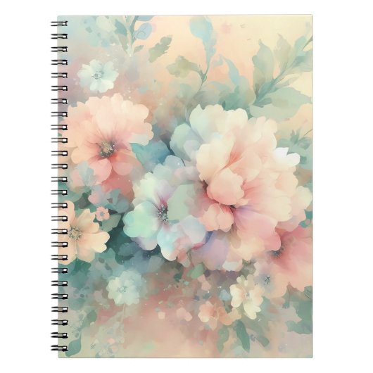 Pastel Vintages Roses Spiral Photo Notebook ノートブック (正面)