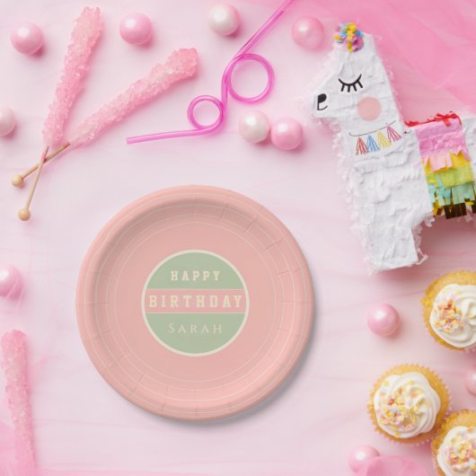 Pastel Vinyl Record Birthday Paper Plates ペーパープレート (パーティー)