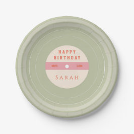 Pastel Vinyl Record Birthday Paper Plates ペーパープレート