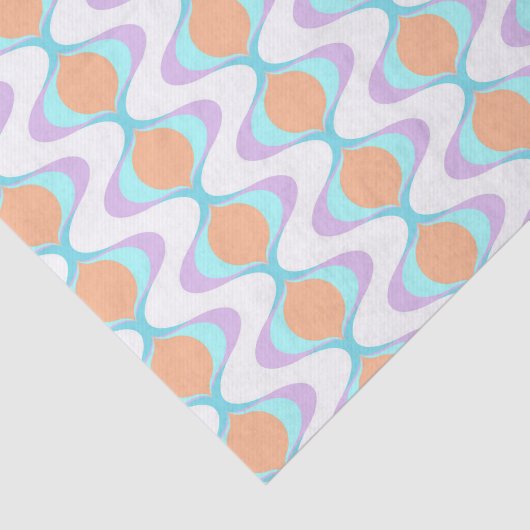 Pastel Violet Orange Aqua Blue Ogee White Waves 薄葉紙 (詳細)