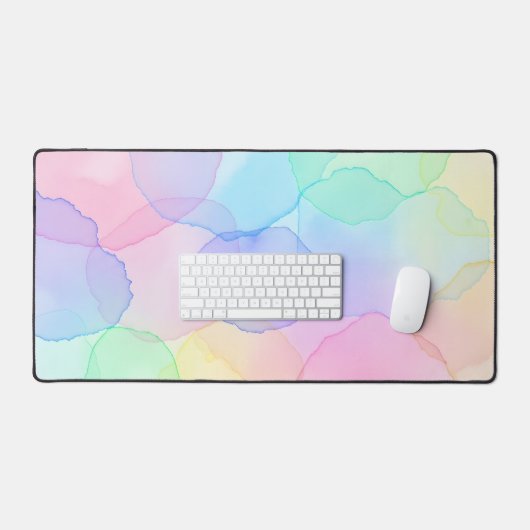 Pastel Watercolor Alcohol Ink Abstract デスクマット (キーボード&マウス)