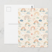 Pastel Watercolor Baby Announcement Card | Rainbow ポストカード (正面/裏面)