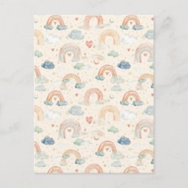 Pastel Watercolor Baby Announcement Card | Rainbow ポストカード