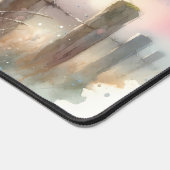 Pastel Watercolor Birds Fencepost Sunset デスクマット (コーナー)