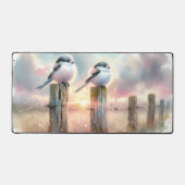 Pastel Watercolor Birds Fencepost Sunset デスクマット (正面)