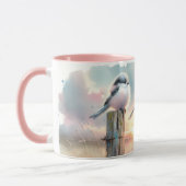 Pastel Watercolor Birds Fencepost Sunset マグカップ (左)