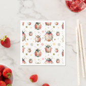Pastel Watercolor Bugs Cute Insect Pattern Beetles スタンダードカクテルナプキン (インサイチュ)
