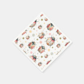 Pastel Watercolor Bugs Cute Insect Pattern Beetles スタンダードカクテルナプキン (角)