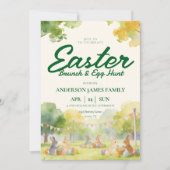 Pastel Watercolor Bunny Easter Egg Hunt Brunch  招待状 (正面)