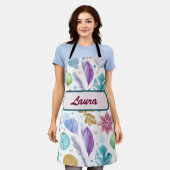 Pastel Watercolor Christmas Apron – Personalized エプロン (着用した状態)
