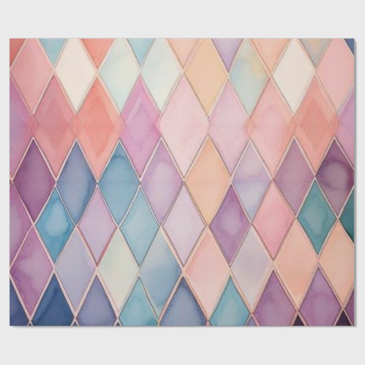 Pastel Watercolor Diamond Harlequin Wrapping Paper ラッピングペーパー (フラット)