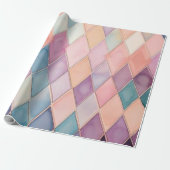 Pastel Watercolor Diamond Harlequin Wrapping Paper ラッピングペーパー (アンロールド)