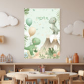 Pastel Watercolor Dino Kids Nursery Art ポスター
