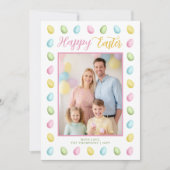 Pastel Watercolor Easter Eggs With Family Photo カード (正面)