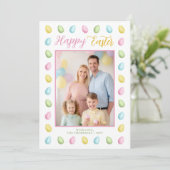 Pastel Watercolor Easter Eggs With Family Photo カード (スタンド正面)
