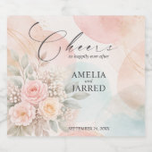 Pastel Watercolor Floral Abstract Shapes Wedding スパークリングワインラベル (シングルラベル)