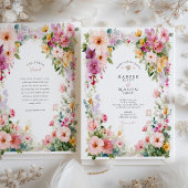 Pastel Watercolor Floral Arch Wedding 招待状