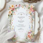 Pastel Watercolor Floral Arch Wedding 招待状