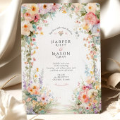 Pastel Watercolor Floral Arch Wedding 招待状
