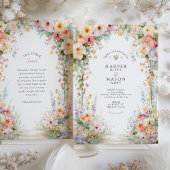 Pastel Watercolor Floral Arch Wedding 招待状