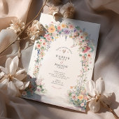 Pastel Watercolor Floral Arch Wedding 招待状