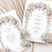 Pastel Watercolor Floral Arch Wedding 招待状