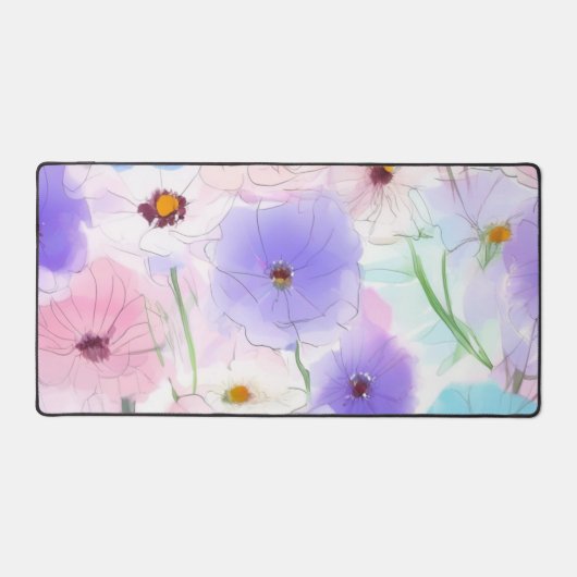 Pastel Watercolor Floral Desk Mat デスクマット (正面)