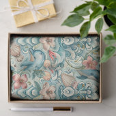 Pastel Watercolor Floral Dolphins Decoupage 薄葉紙 (ギフト)