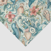 Pastel Watercolor Floral Dolphins Decoupage 薄葉紙 (詳細)