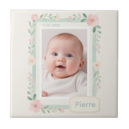 Pastel Watercolor Floral Empty Photo Frame タイル