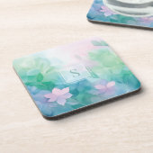 Pastel Watercolor Floral Monogram Coasters コースター (左側)