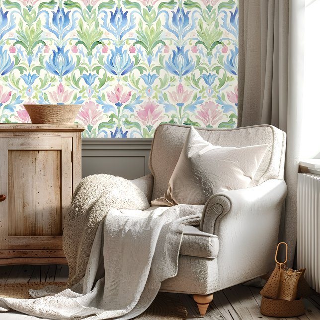  Pastel Watercolor Floral Pattern 壁紙 (クリエイターアップロード済み)