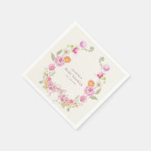 pastel watercolor Floral Wreath Baby Shower Napkin スタンダードカクテルナプキン (角)