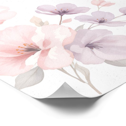 Pastel Watercolor Flowers ポスター (角)