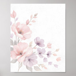 Pastel Watercolor Flowers ポスター