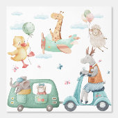 Pastel Watercolor Giraffe Airplane Nursery 壁紙 (正面)