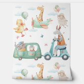 Pastel Watercolor Giraffe Airplane Nursery 壁紙 (ほどく)