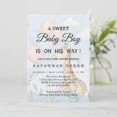 Pastel Watercolor Giraffe Baby Boy Invite 招待状 (スタンド正面)