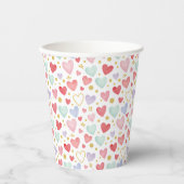 Pastel Watercolor Hearts & Golden Botanical Accent 紙コップ (正面)