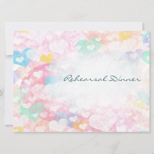 Pastel Watercolor Hearts Rehearsal Dinner Invites 招待状 (裏面)